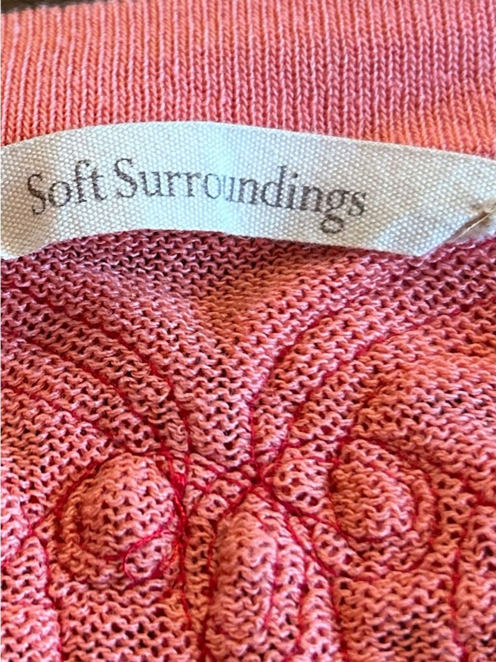 Soft Surroundings Palm Beach Sweater Tunic Size XL Coral Red Linen Blend - Picture 15 of 15